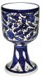 Armenian Ceramic Goblet with Anemones Flower Motif in Blue