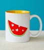 Ceramic Mug with Watermelon Design and Inner Yellow